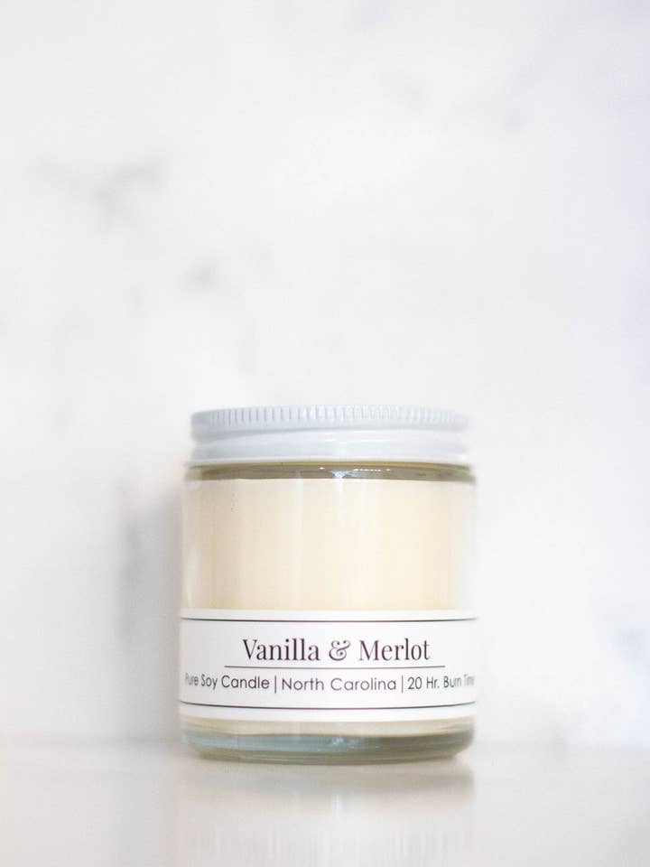 Vanilla & Merlot 4 oz Candle for wholesale by Willow Hill Soap Company