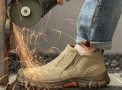 Kaki Chaussures de travail de sécurité à enfiler à bout en acier résistant aux perforations FitVille pour hommes en vente sur Faire1