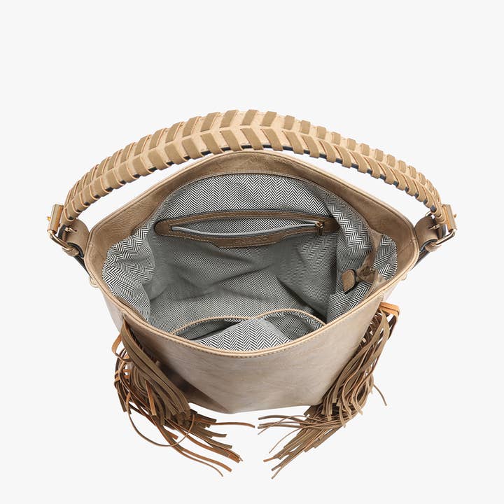Jen & Co. - Wholesale Shoulder Bag - Women's - M2350 Sav Distressed Hobo w/ Fringe Detail