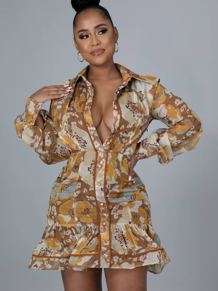 Floral Nude Dress for wholesale by Miss Nicka Boutique