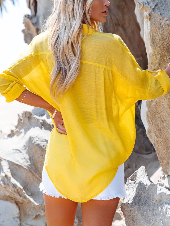 Rosa Clothing - Wholesale Button Down Shirt - Women's - Candy-Colored Stylish Large Pockets Shirt19