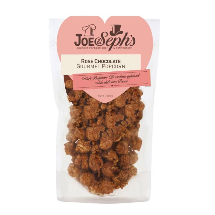 HEART - Rose Chocolate 70g Pouch for wholesale by Joe & Seph's Gourmet Popcorn