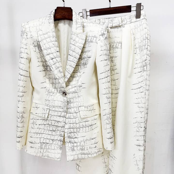Traje de chaqueta y pantalón con estampado de cocodrilo a la moda SET215Y. para venta al por mayor de Productseeker