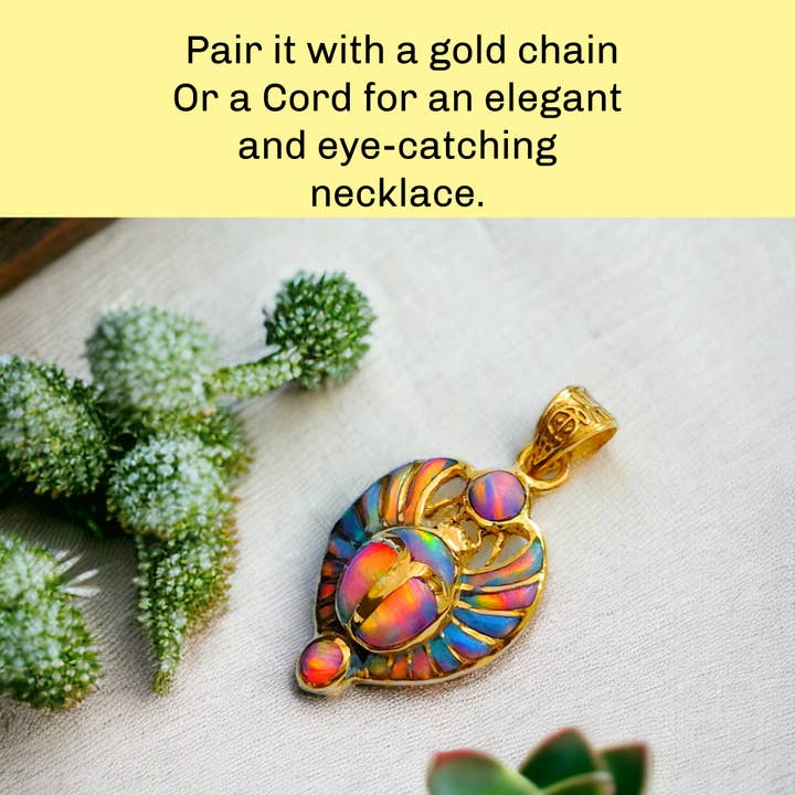 ALADDIN'S LAMP JEWELRY – wholesale Individual charm/pendant – Gold Winged Royal Scarab Of Rebirth Pinky Opal Pendant15