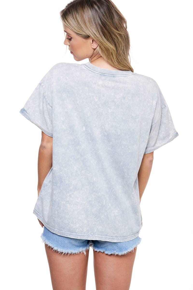 Foryeri - Vente T-shirt – femme - T-SHIRT TAILLE S S & S DÉLAVÉ AUX MINÉRAUX5