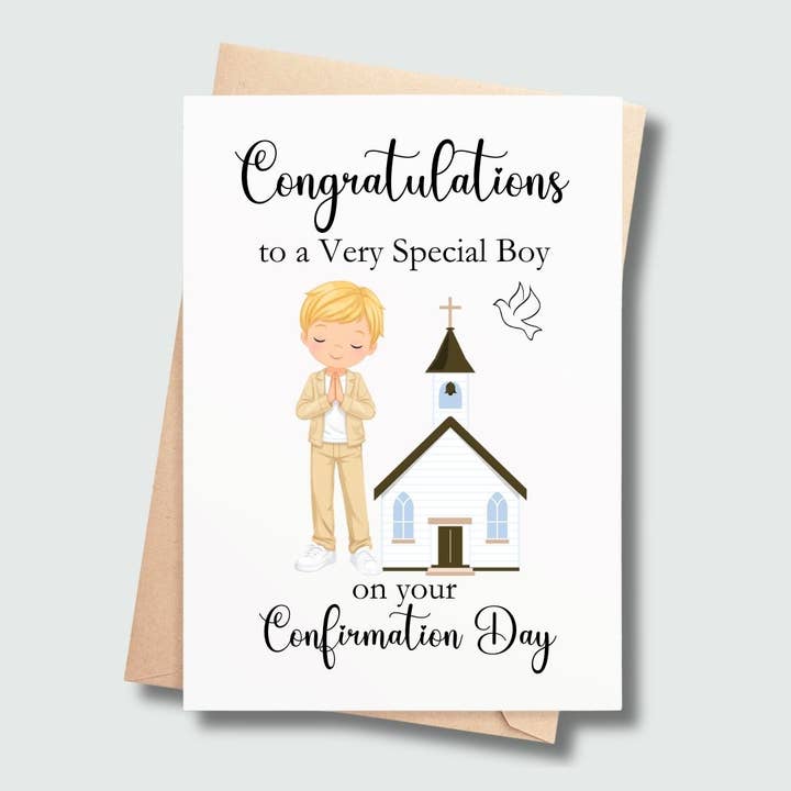 Konfirmationskort – Dreng med blondt hår – Fremstillet i Irland for engroshandel hos SP Gifts