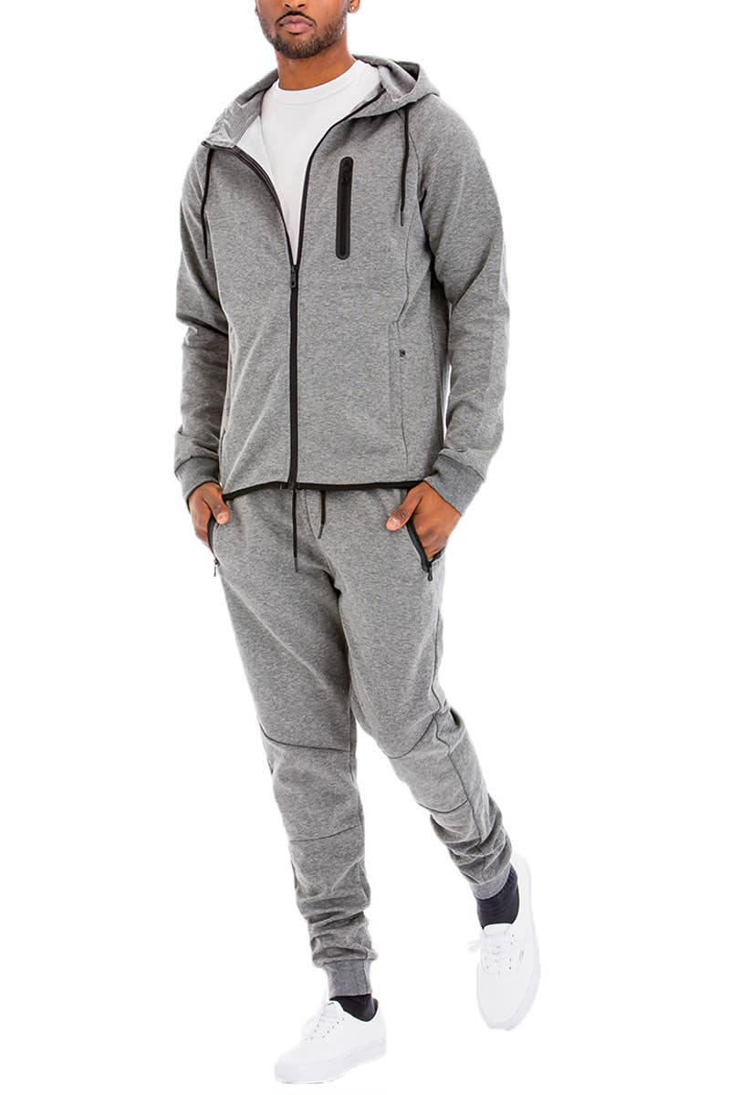 WEIV - Wholesale Tracksuit - Men's - Solid Dynamic Tech Fleece Suit Active Track Suit Sweat Set4
