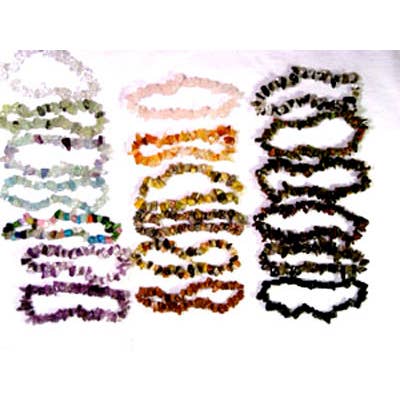 Erik & Mike - Wholesale Beaded Bracelet - Stretch natural stone chip bracelets assorted 24 pcs $2.00