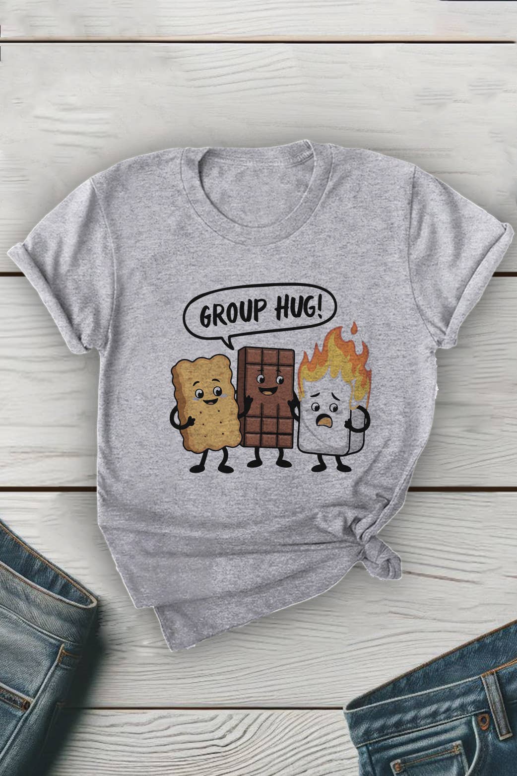 Top Avenue - Wholesale T-Shirt (Graphic) - Unisex - Smores Group Hug Unisex Round Neck Tee3