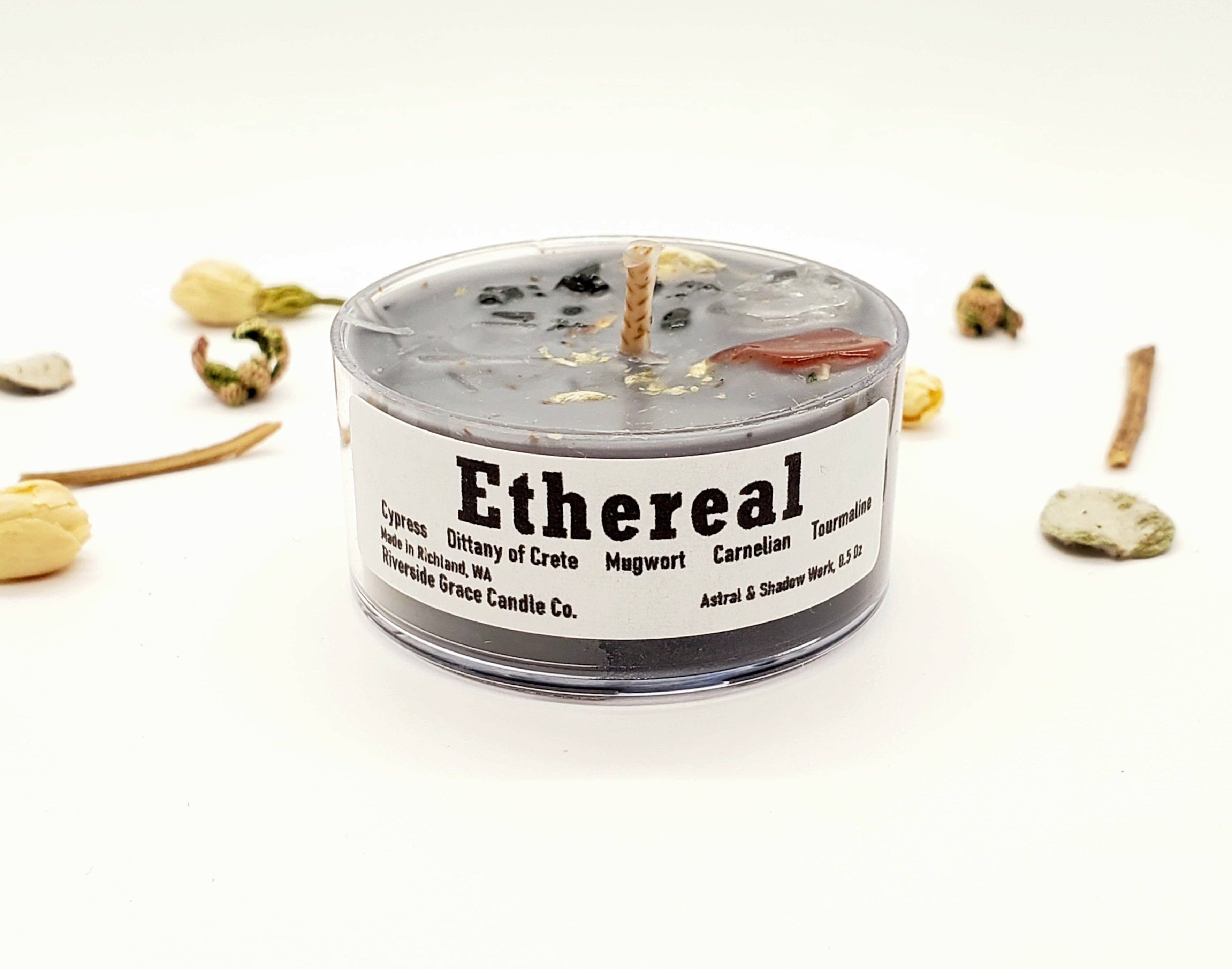 Riverside Grace Candle Co. - Wholesale Tea Light Candles - Ethereal Crystal Tealight (0.5 oz) - Astral & Shadow Work