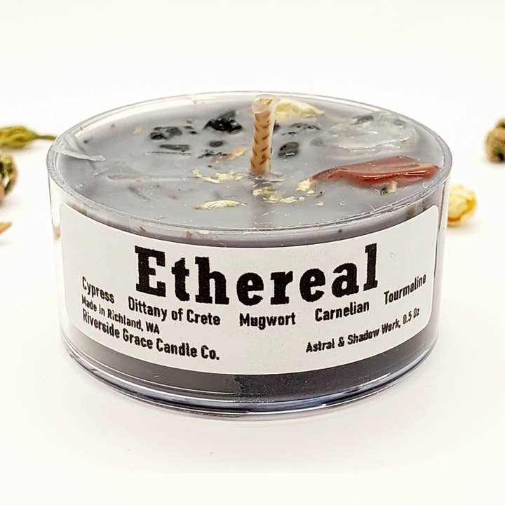 Riverside Grace Candle Co. - Wholesale Tea Light Candles - Ethereal Crystal Tealight (0.5 oz) - Astral & Shadow Work0