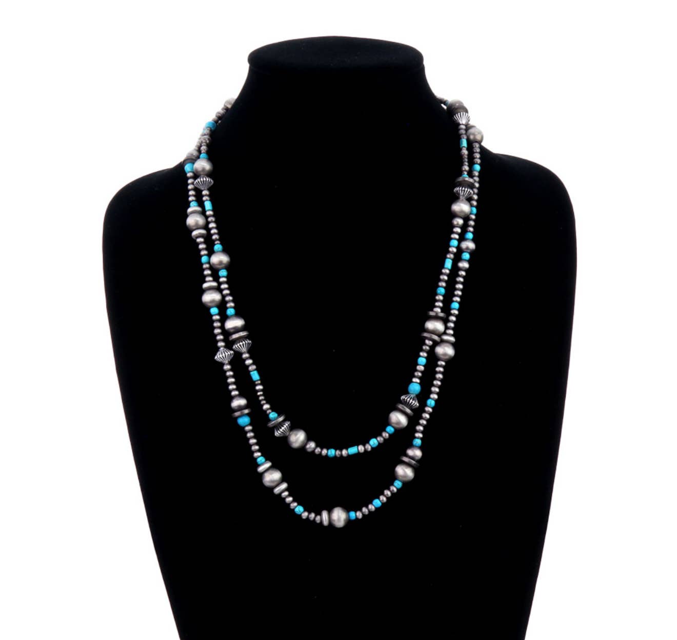 Boho Ranch Shop - Venta al por mayor Collares de cuentas/perlas - Collar de perlas y cuentas estilo navajo de 2 capas5