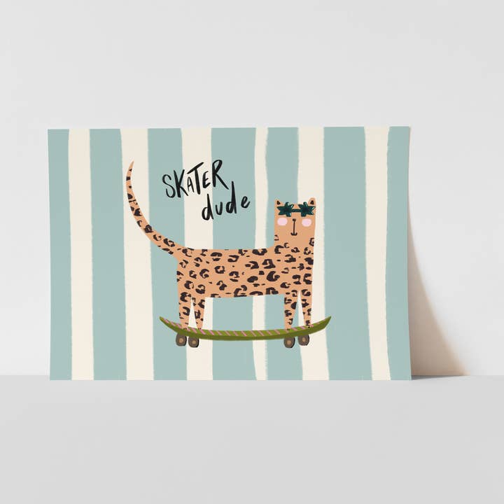 Skater Dude Print, Kids Art Print, Baby Room Wall Art, Fun for wholesale by Georgie King Designs