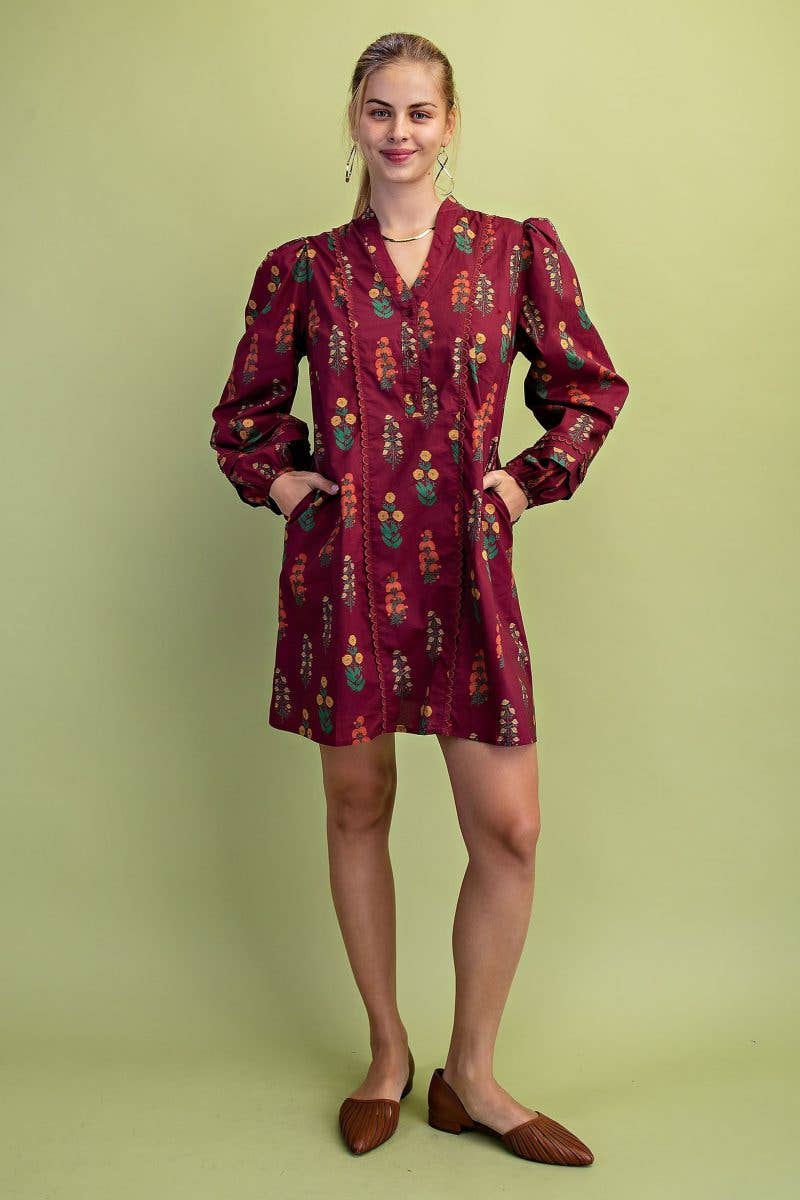 Vanilla Monkey – Vestido - Mulher por atacado – Vestido Mini com Estampa Floral e Meio Abotoamento3