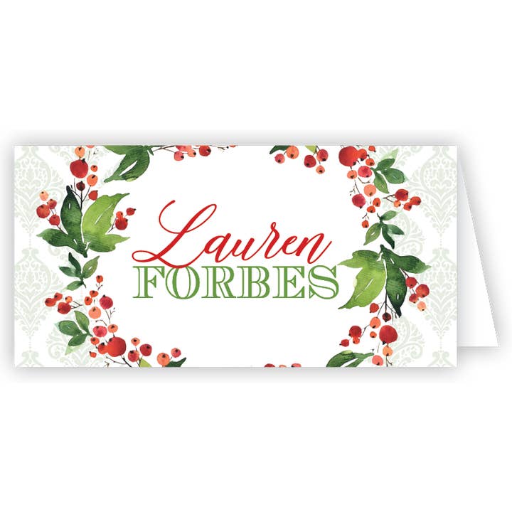 Holly Berries Kranz Platzkarte für den Großhandel von RosanneBeck Collections