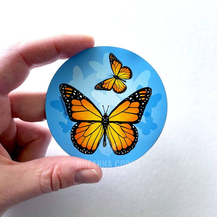 Monarch Butterflies in the Sky | Magnet | 3 in for wholesale by Breanna Cooke