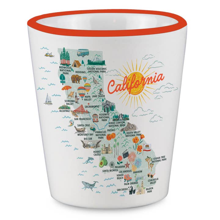 California State Illustrated Map Shot Glass for wholesale by McGovern Outdoor
