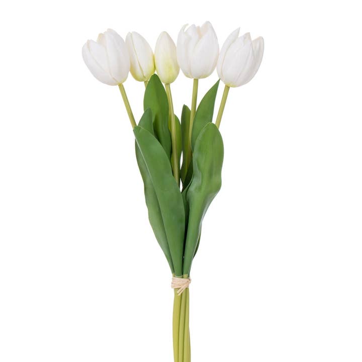 Vickerman 16"H White Tulip Bundle of 5 2/Bag for wholesale by Vickerman