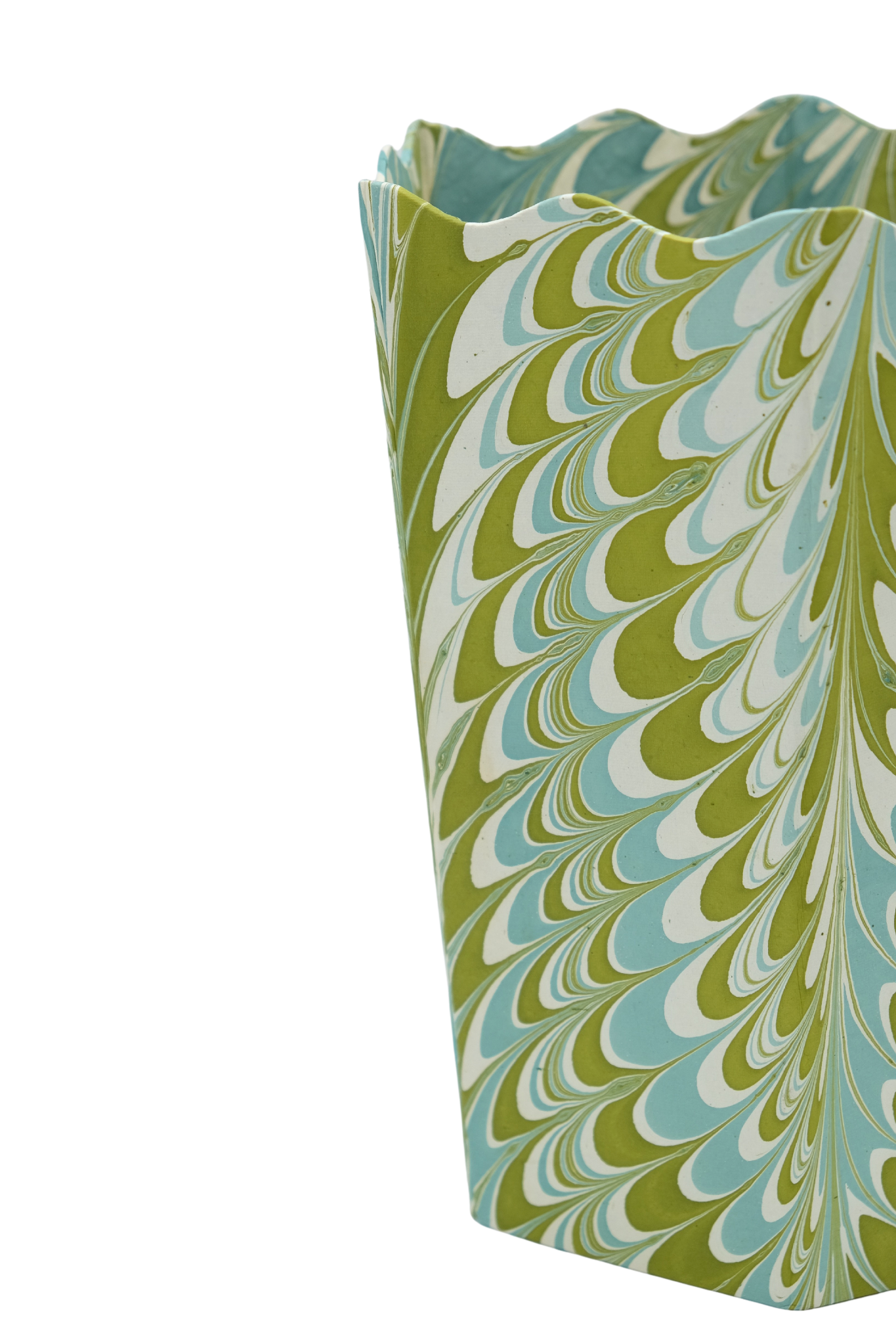 Inner Child - Wholesale Storage Bin - Hand-Marbled Scallop Waste Bin / Storage Bin in Robin Blue1