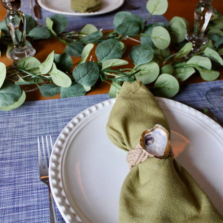 oyster shell rope napkin rings for wholesale by Coastal Collective Co.