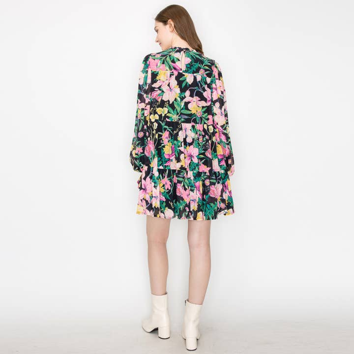 LoveWednesday - Vendita all'ingrosso Vestito - Donna - Vestito mini nero a fiori selvatici - LWD25952