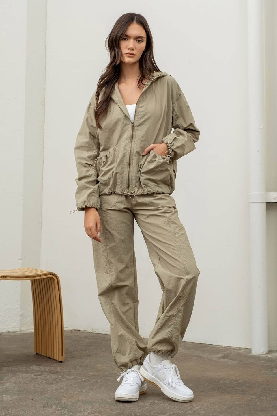 The Workshop Studio - Wholesale Jacket - Women's - ZIP UP DRAWSTRING HOODED JACKET11