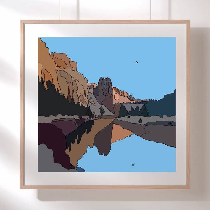 Impression d'œuvre d'art dessinée à la main du parc d'État de Smith Rock, Oregon pour la vente par Artwork by Sophia