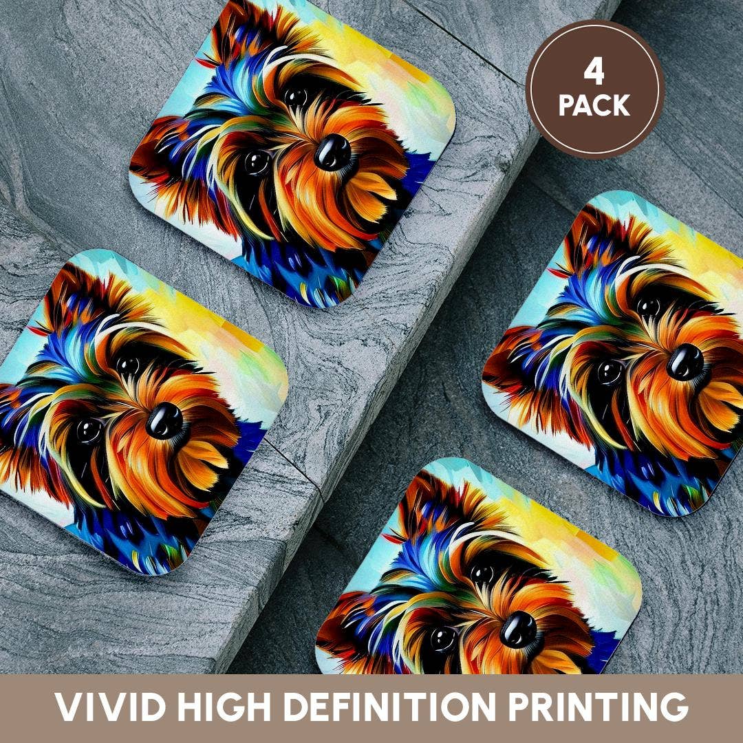 3dRose - Wholesale Coasters - 3dRose, Yorkshire Terrier dog portrait. Digital art gift for the breed lovers, Coaster12