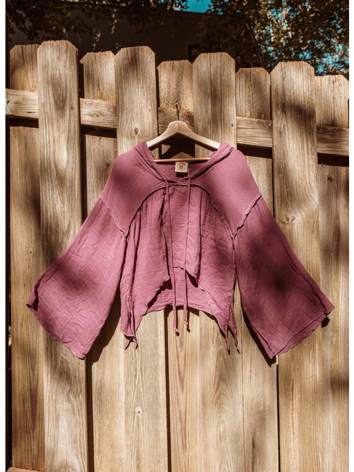 Gardenbelle Shop - Wholesale Hoodie - Unisex - Boho Organic Cotton Bamboo Crop Hoodie, Beachy Witchy Style