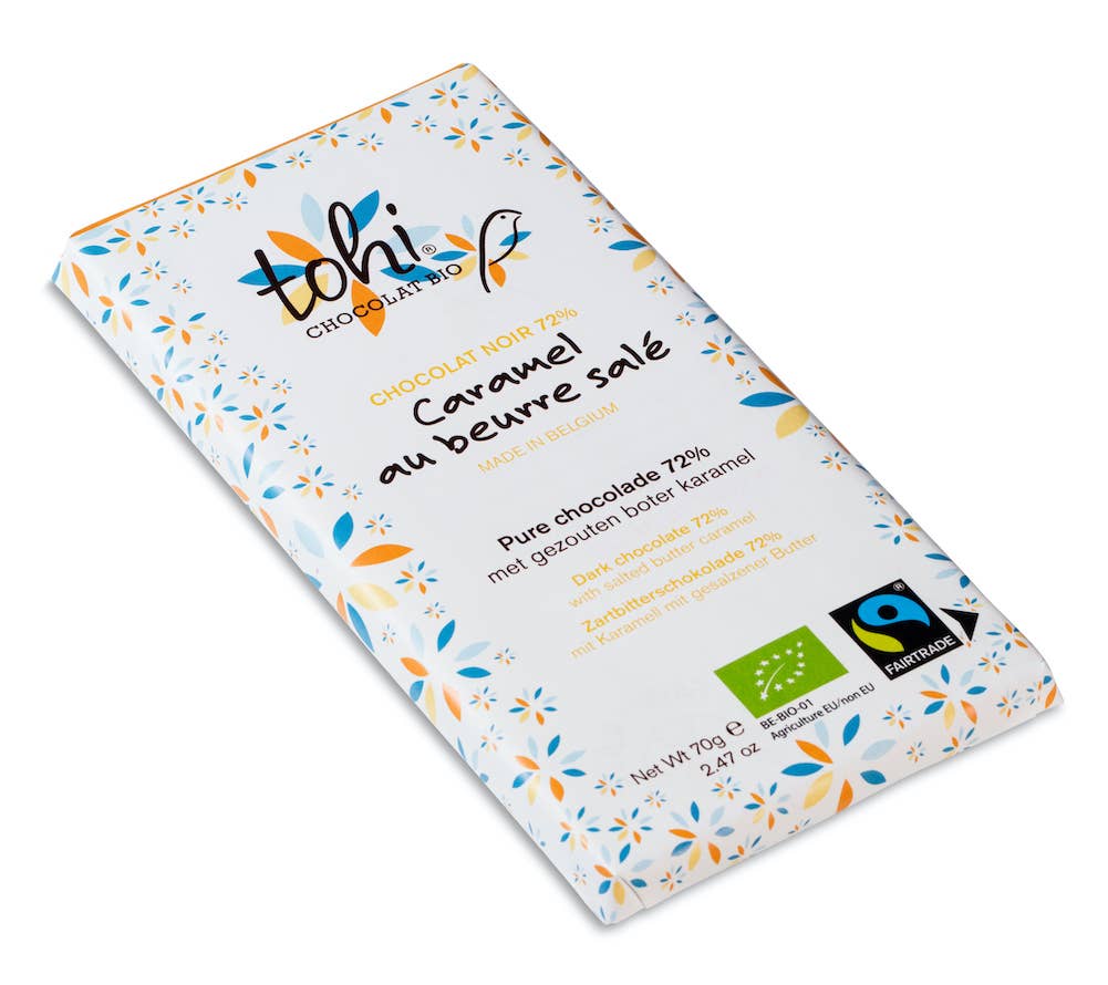 Tohi - Wholesale Chocolate Bar - Chocolate Bar 70g - Dark 72% Salted Butter Caramel1