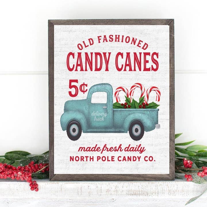 Camion de livraison bleu à l'ancienne Candy Canes pour la vente par Lettered & Lined