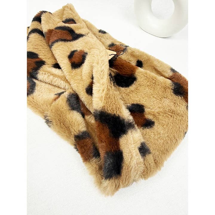 Leopard Soft Faux Fur Infinity Scarf for wholesale on Faire4