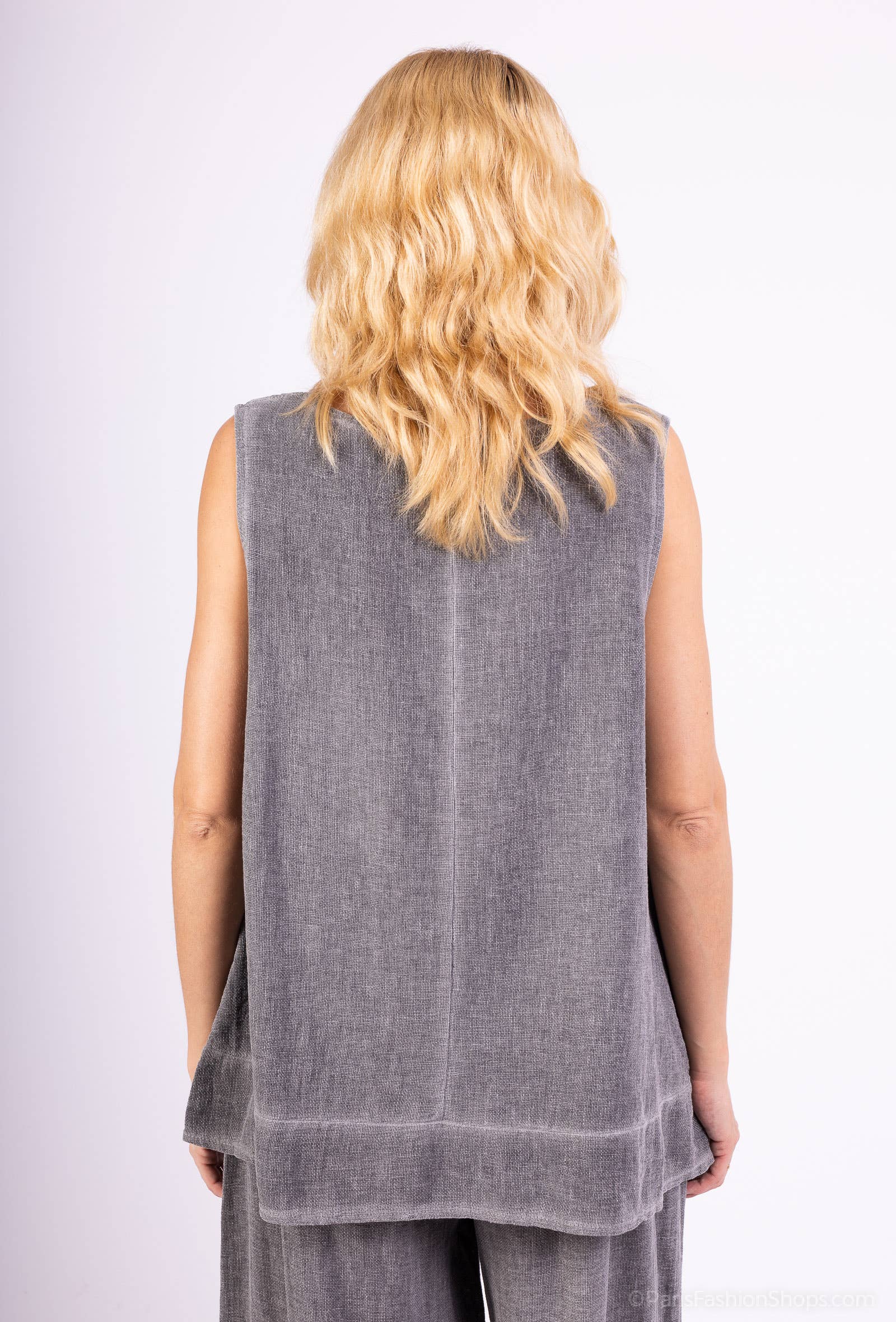 Shyloh - Vendita all'ingrosso Camicetta - Donna - Top ampio senza maniche in lino cotone 1581829