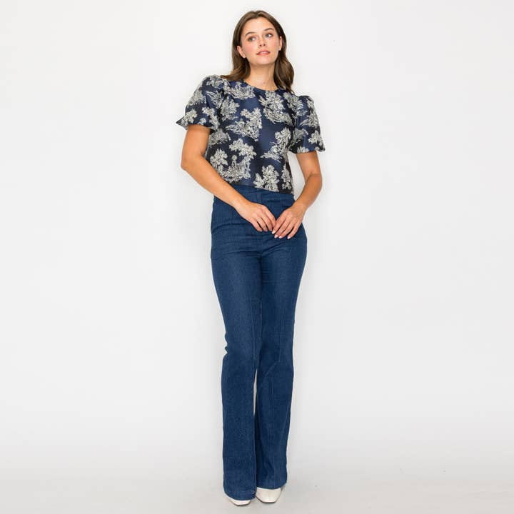 LoveWednesday - Wholesale Blouse - Women's - Toile Jacquard pattern top - LWT18004