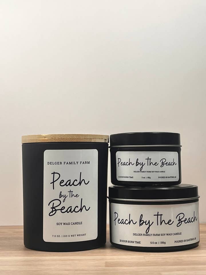 Peach by the Beach Soy Candle | Clean Fragrance Farmhouse Candle for wholesale by Delger Family Farm