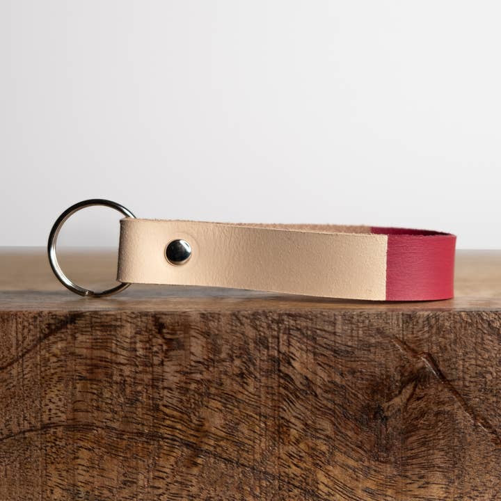 Hand-painted leather keychain, Colorful womens keyring for wholesale by Maiook