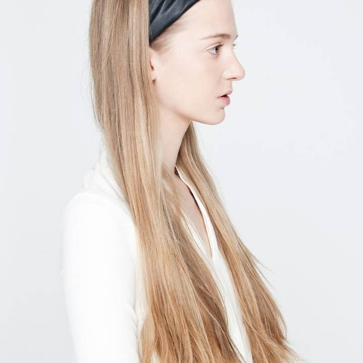 Diadema de cuero negro/turbante para la cabeza/vendaje para venta al por mayor de MIMIKRI Design