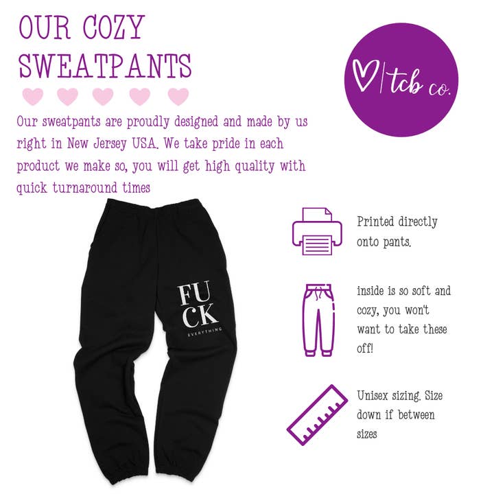 Black Fuck Everything Sweatpants for wholesale on Faire1