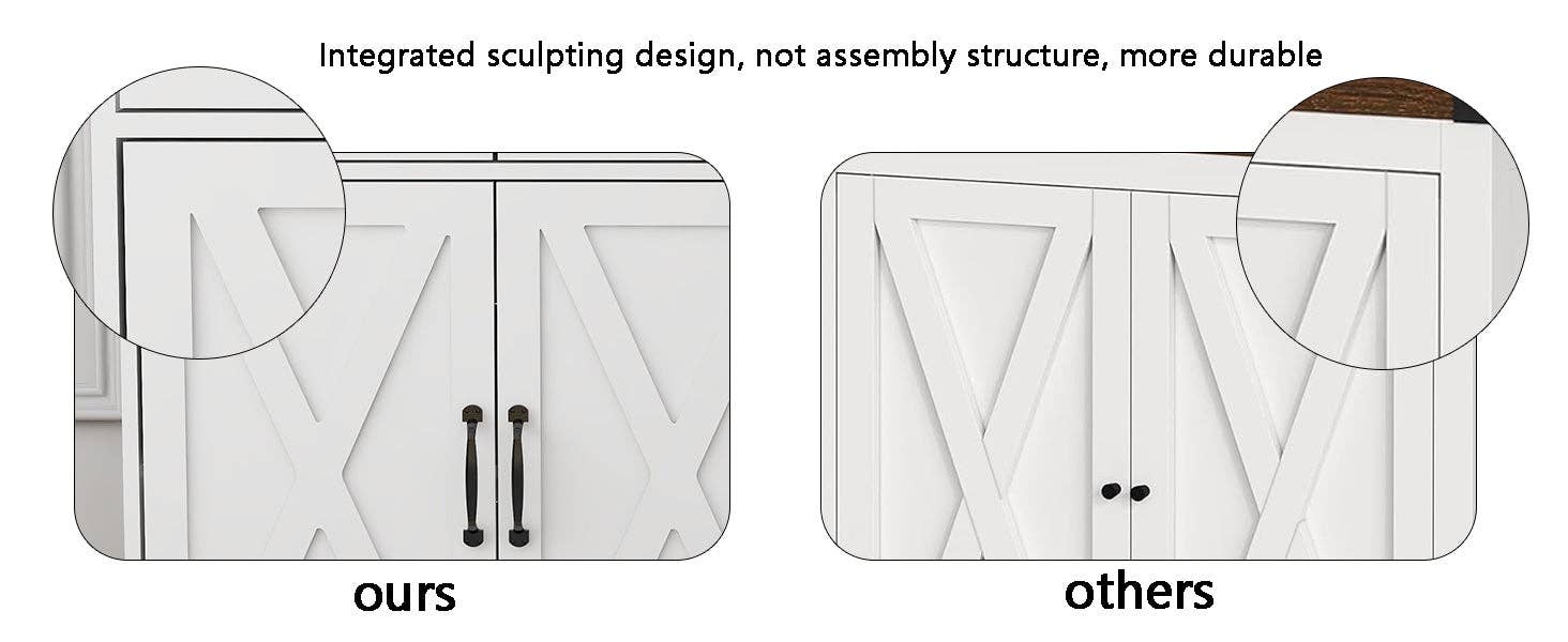 39F Inc. - Wholesale Cabinet - Farmhouse Buffet Cabinet with 3 Drawers & 3 Doors – White3