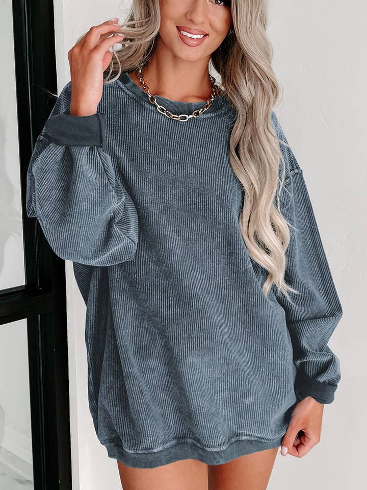 Lovesoft - Wholesale Sweatshirt – Women's - Custom Solid Ribbed Knit Round Neck Pullover Sweatshirt10