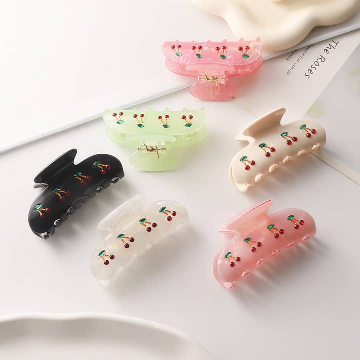 NINEXIS - Wholesale Hair Clip - Women's - CWAHA1399_LOVELY CHERRY HAIR CLAW CLIP