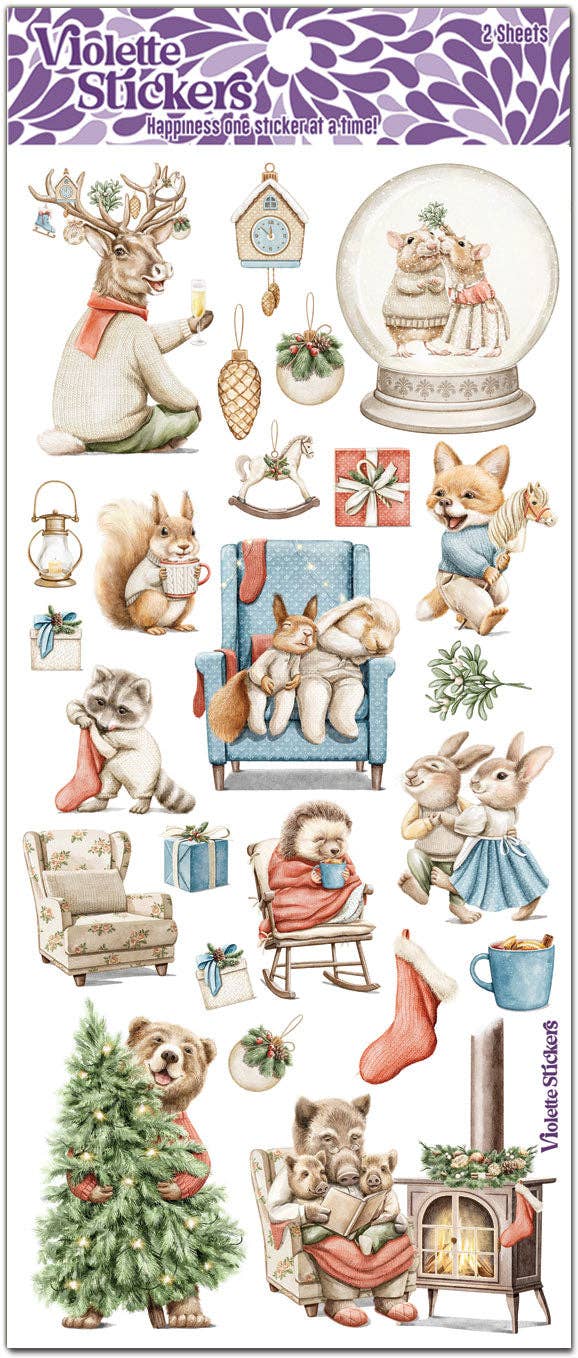 Violette Stickers - Wholesale Sticker - C214 Christmas Cottage Creature Stickers0