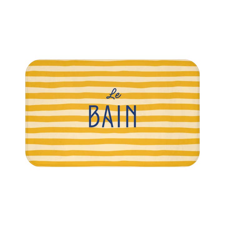 Bath Mat — "Le Bain" Yellow Striped Bath Mat for wholesale by MARA Style