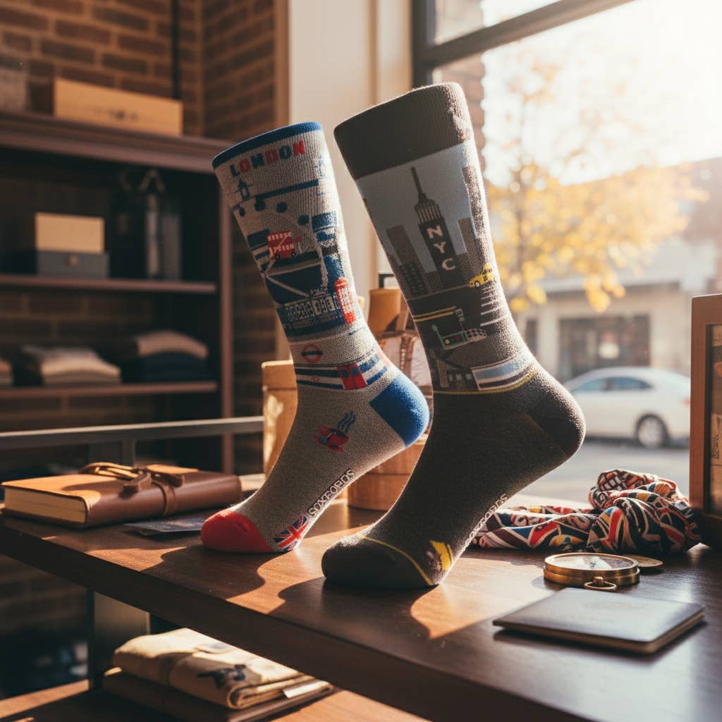 Soxfords – Meias - Homem por atacado – “London Fog” - Meias finas para homem com tema londrino4