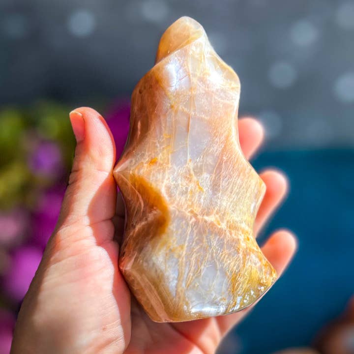 Mandala Gems - Wholesale Spiritual Stone/Crystal - Peach Moonstone Crystal Flames4