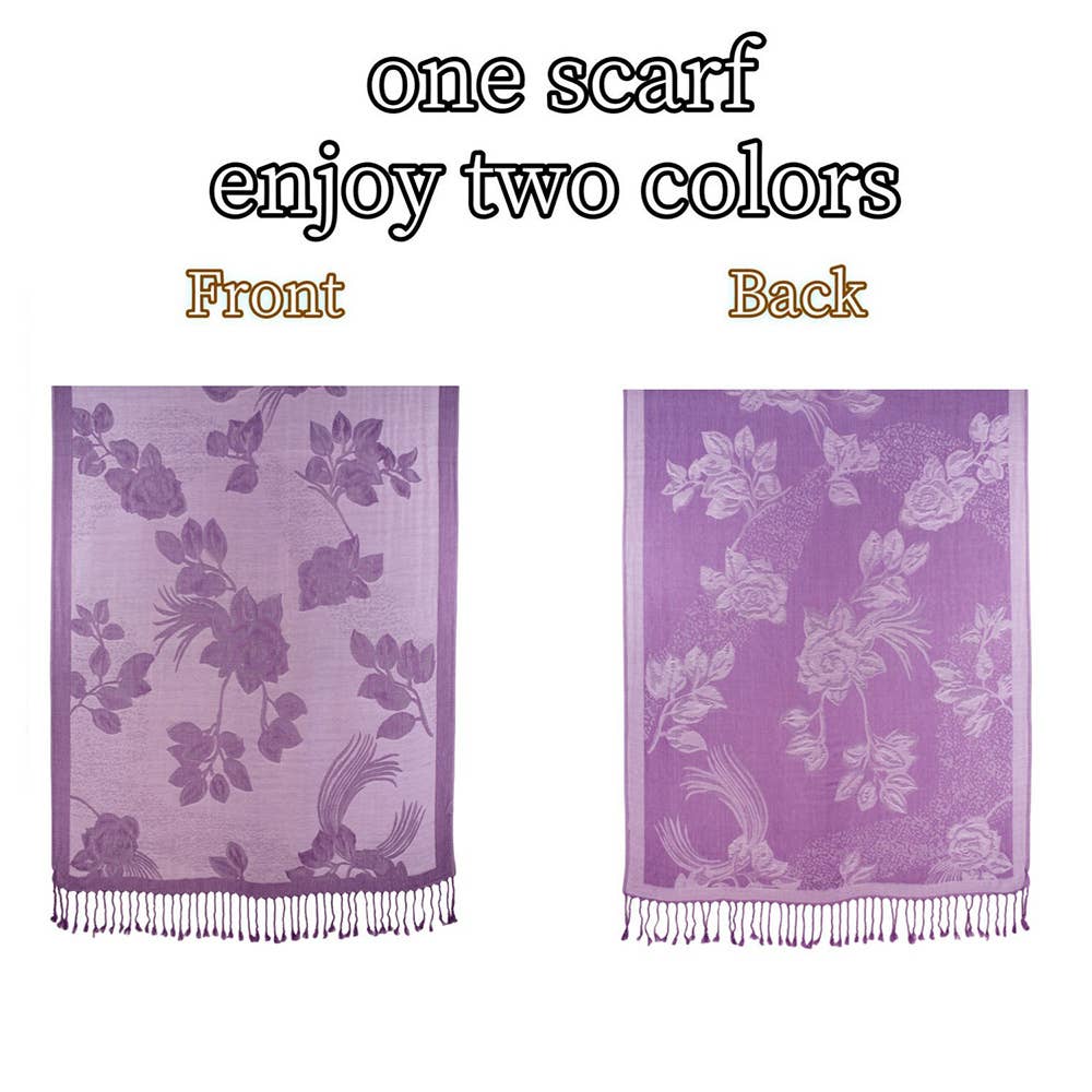 Sensibling Corp. – wholesale Scarf – Women's – Rose Floral Pashmina Reversible Scarf Shawl39