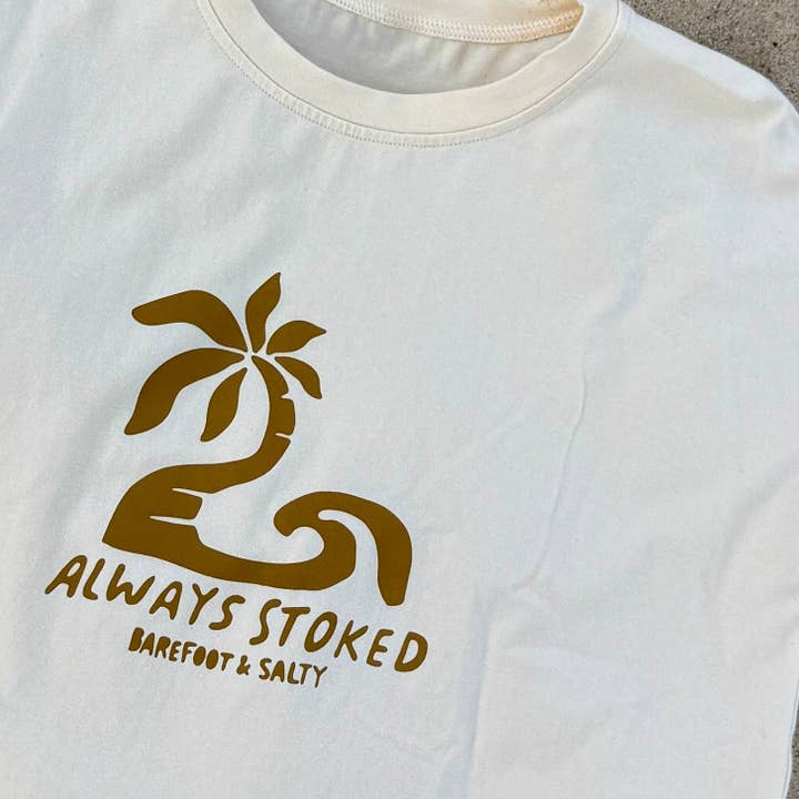 Always stoked crop tee - adults for wholesale by Barefoot & Salty