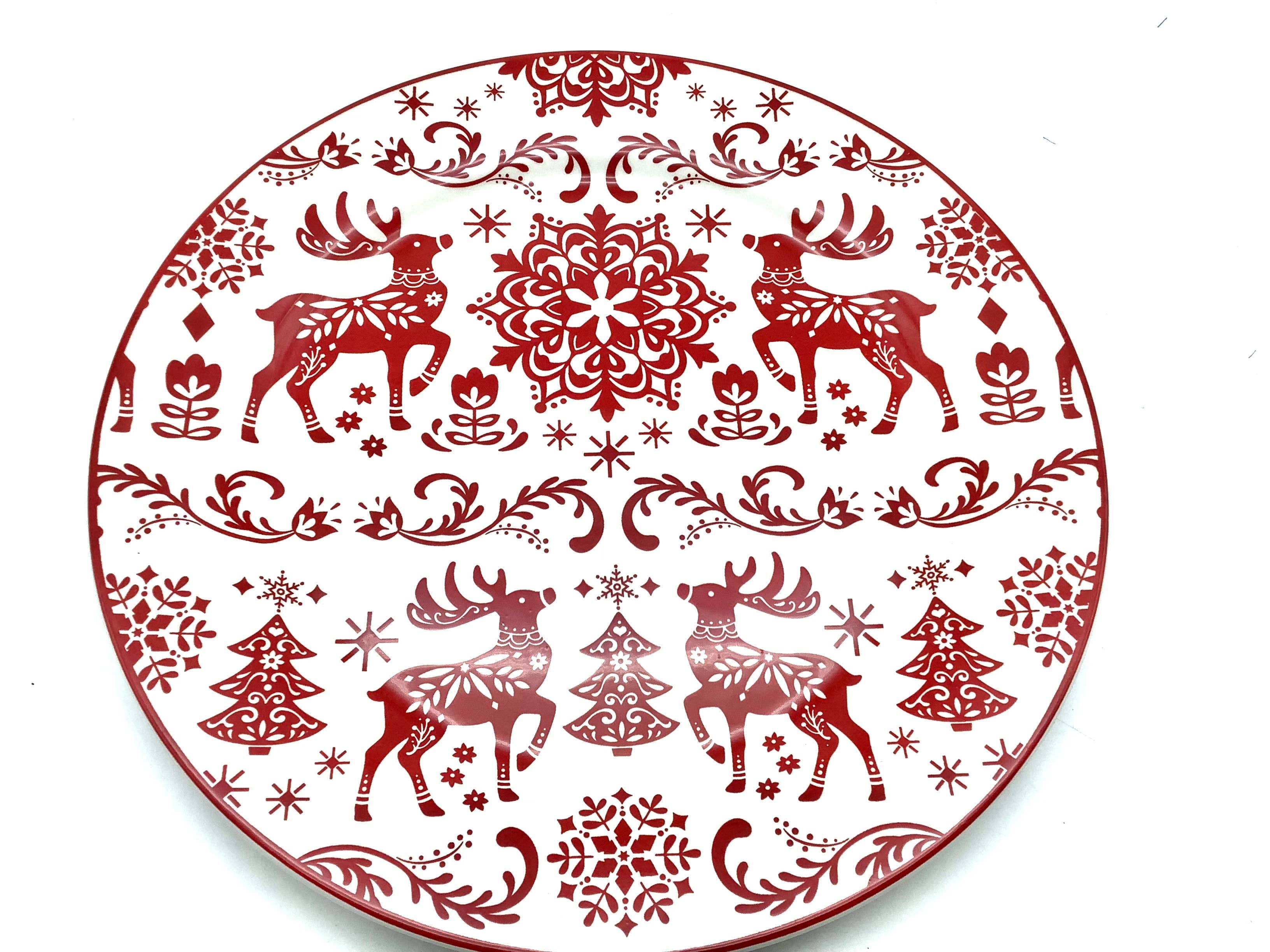 All Little Cute Things - Venta al por mayor Plato grande - Plato para almuerzo o cena con diseño nórdico de renos navideños2