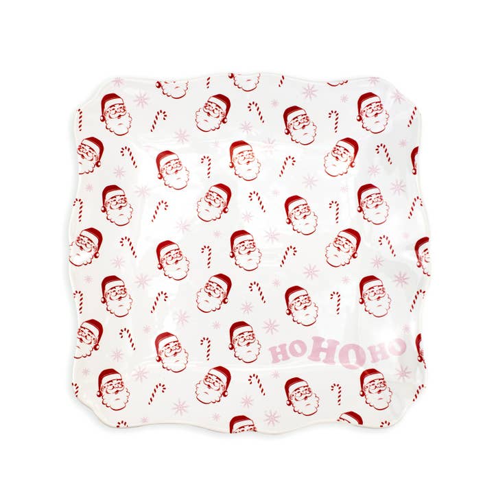 Candy Cane Cutie Square Platter Light Pink/Red/White 11.5x11.5 for wholesale by The Royal Standard