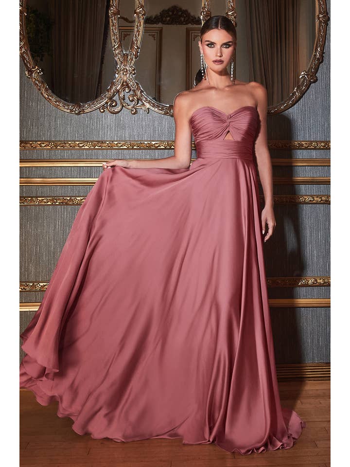 Ladivine by Cinderella Divine - Wholesale Gown - Women's - STRAPLESS A-LINE SATIN KEYHOLE DRESS9